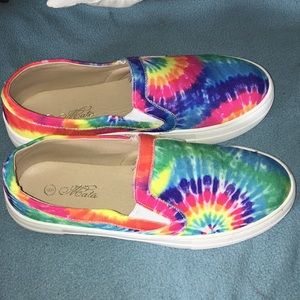 Tie dye slip ons